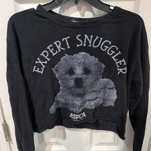 Black 'Expert Snuggler' bichon frise/maltipoo dog Cropped Shirt